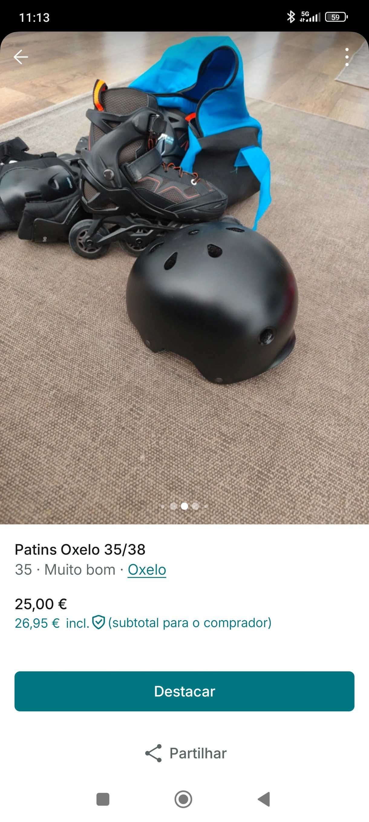 Patins com acessórios oxelo