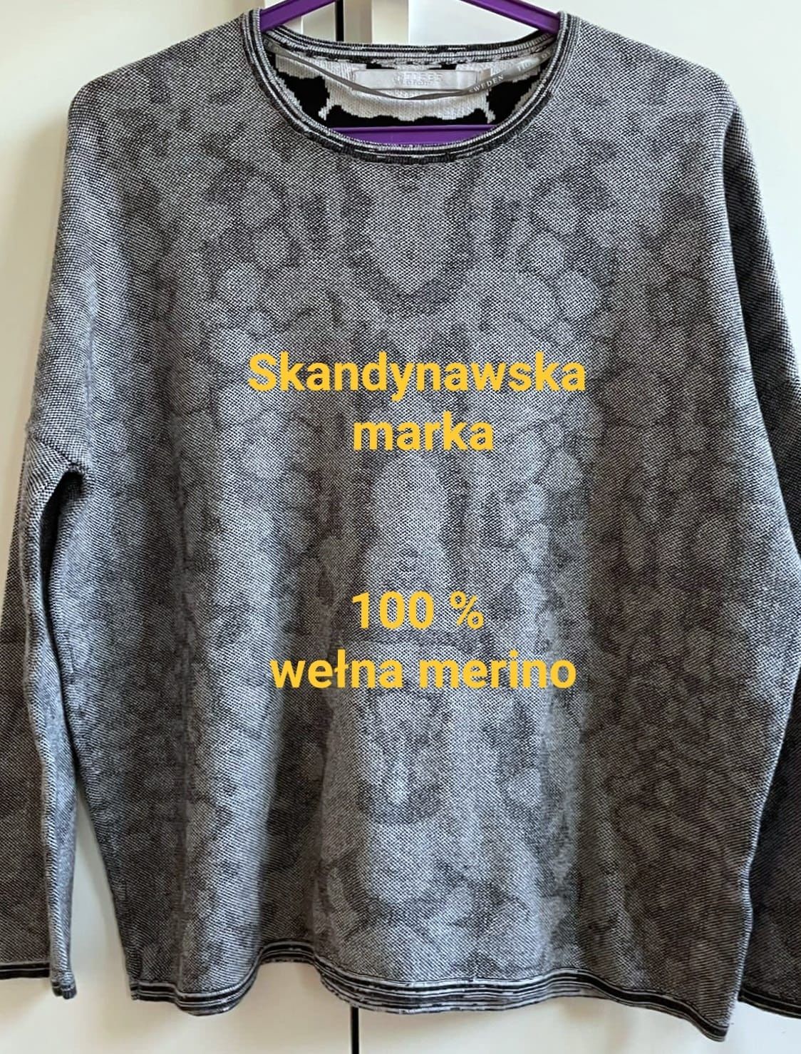 Tiger of Sweden sweter wełna merino bluzka damska szara skandynawska