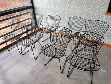 Krzesła metalowe Wire, czarne, oryginalne