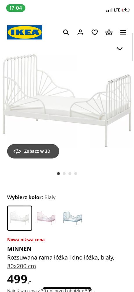 Łóżko ikea minnen