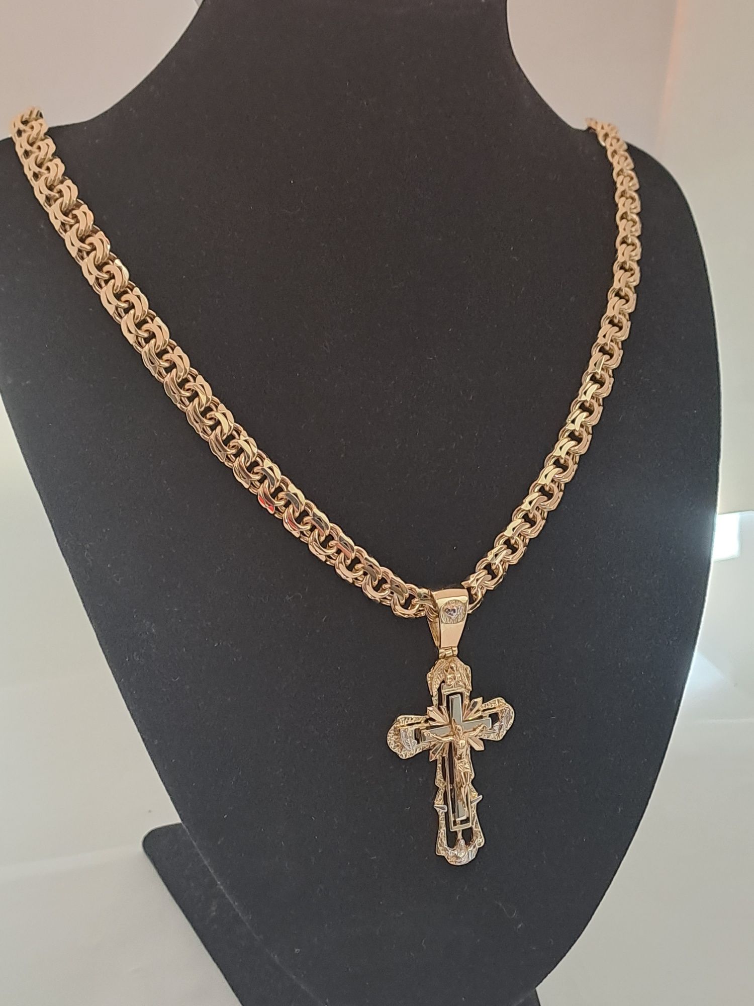 Złoty łańcuszek splot GALIBARDI + Krzyżyk 585 Nowy