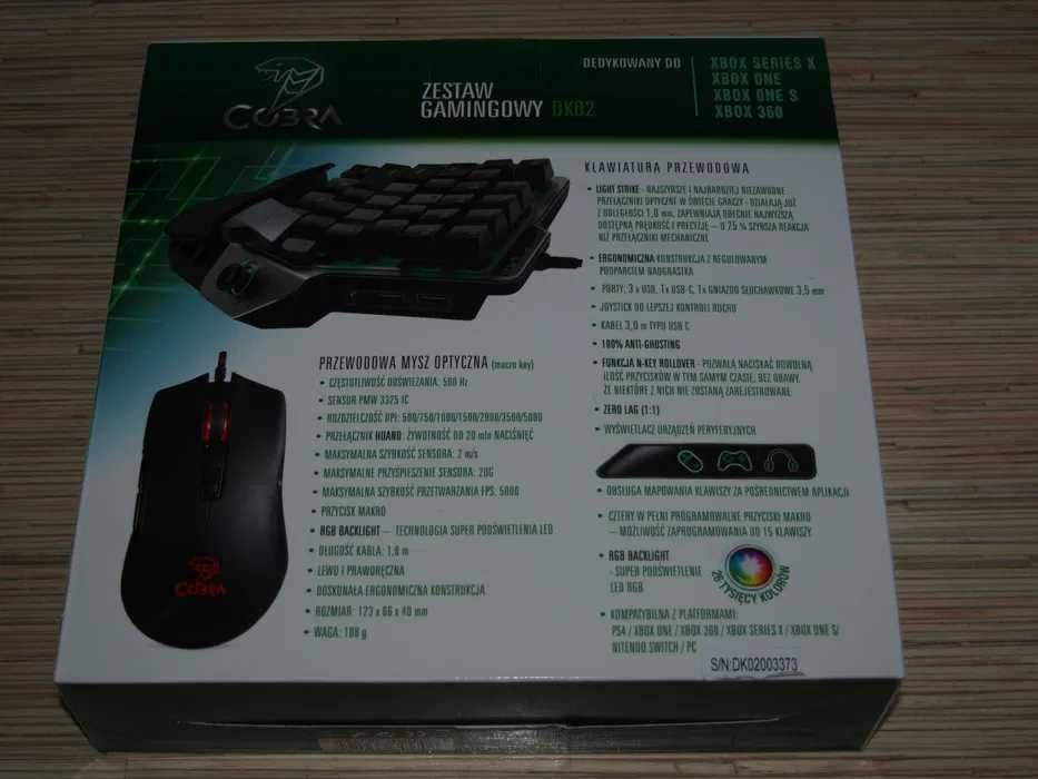 Zestaw gamingowy COBRA DK02 Mysz + Klawiatura 4w1 do XBOX nowa!!!