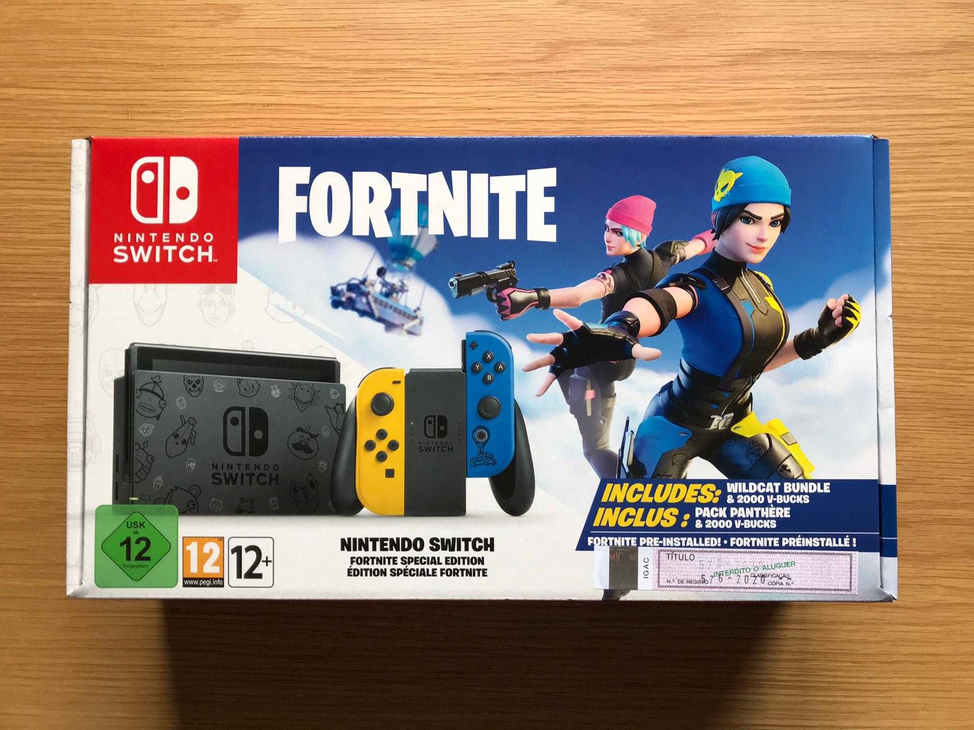 Nintendo Switch V2 Edição Fortnite - SEM CÓDIGO | Apenas a Caixa, ñ inclui Consola