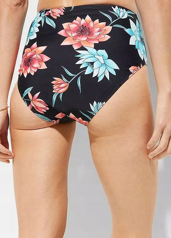 B.P.C. figi bikini czarne w kwiatki wysoki stan 50.