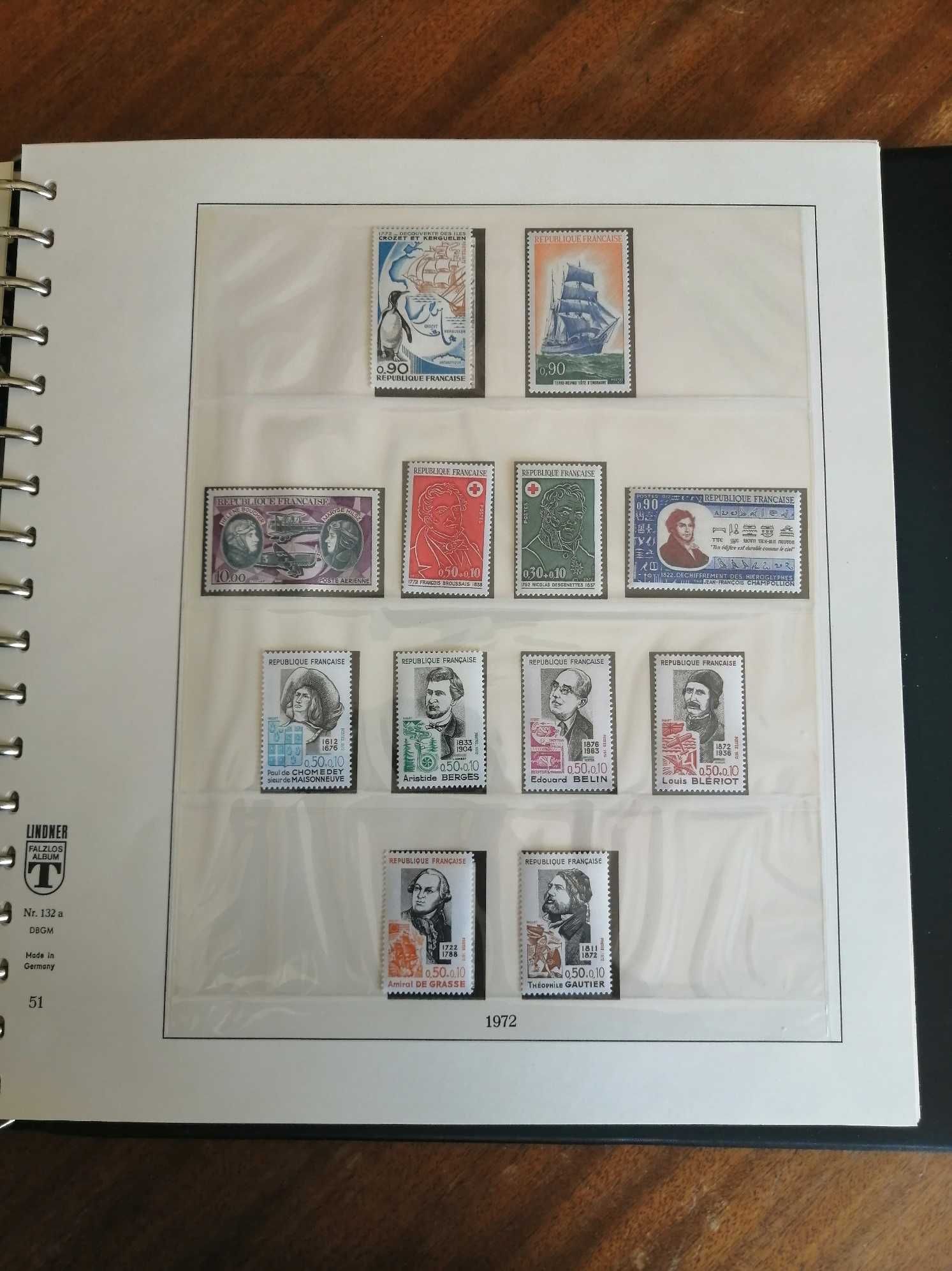 França colecção selos 1972 a 1976 em folhas e álbum Lindner
