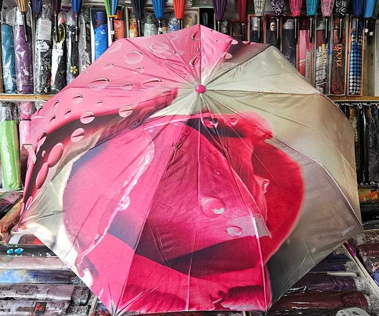 Женский зонт полуавтомат в капельку голубой