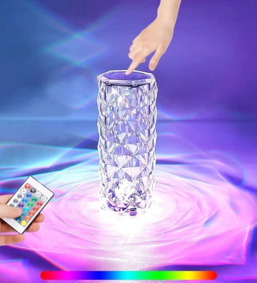Настільна лампа акумуляторна сенсорна Crystal-Rose декора- тивна, 16 к