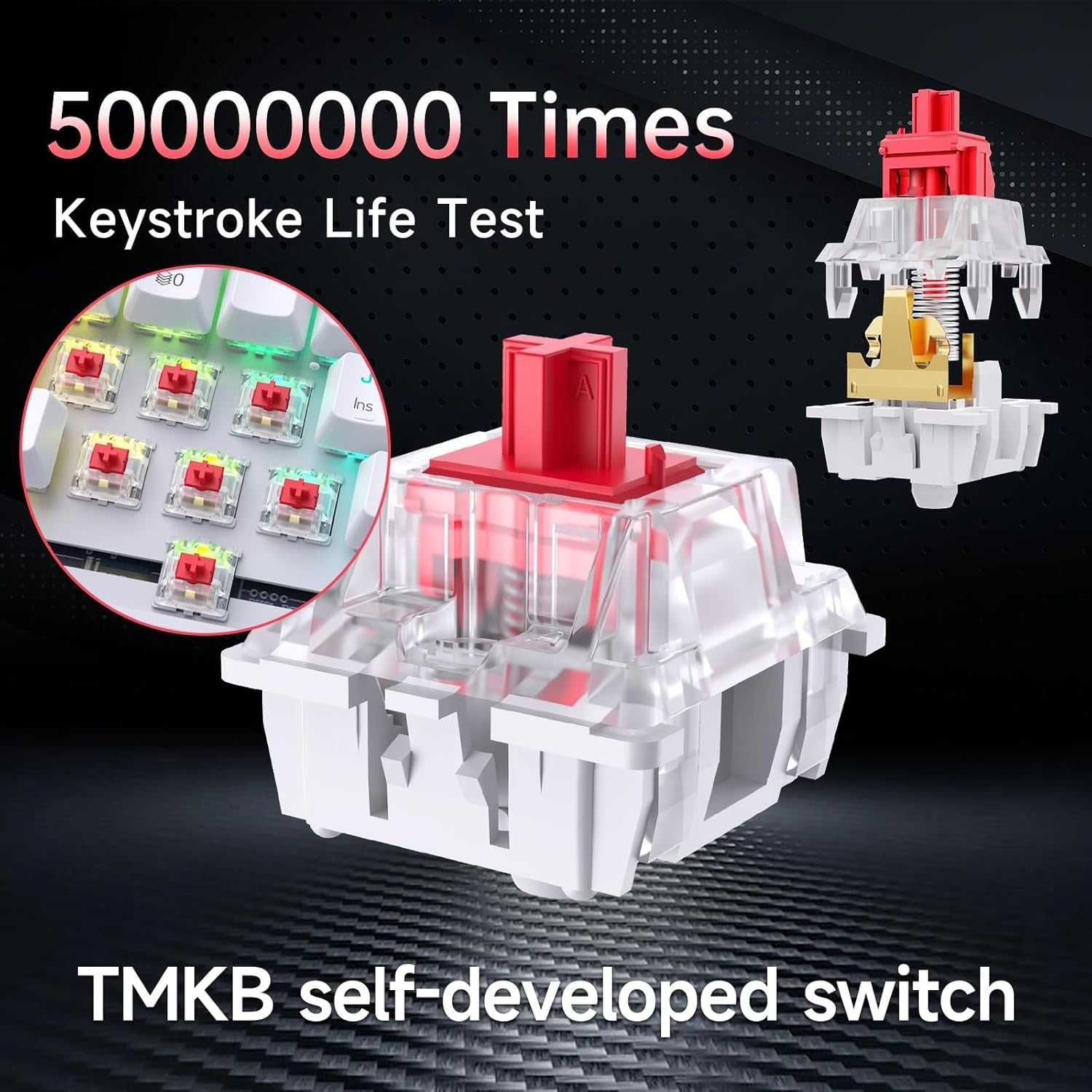 Klawiatura mechaniczna gamingowa TMKB T63 RGB Switch RED biała