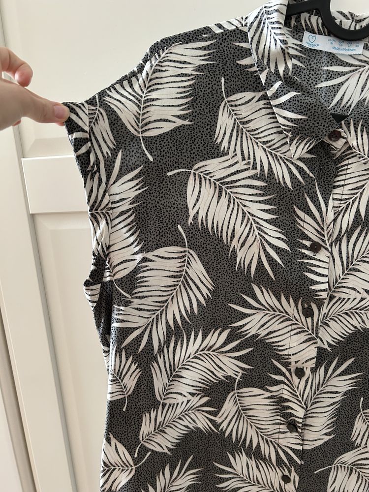 Zielona sukienka w beżowe liście Primark rozmiar 44 wiskoza