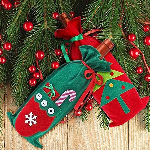 Świąteczne Torebki Filcowe na Butelki Wina - Zestaw 10 szt.