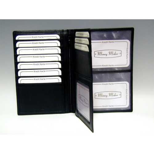 Duże etui męskie na karty i dokumenty czarny Carbon RFID Money Marker