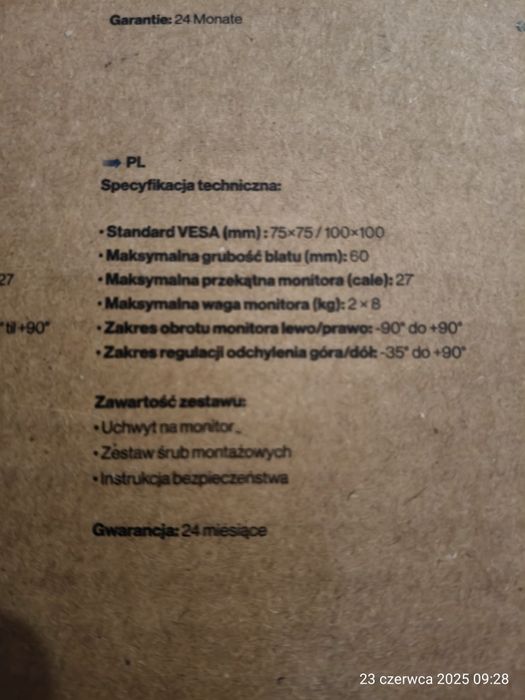 Hak do podwieszenia monitora Endorfy Atlas Duble podwójny