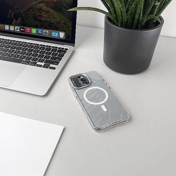 Etui brokatowe Glitter Case z MagSafe na Samsung Galaxy A56/5G - białe