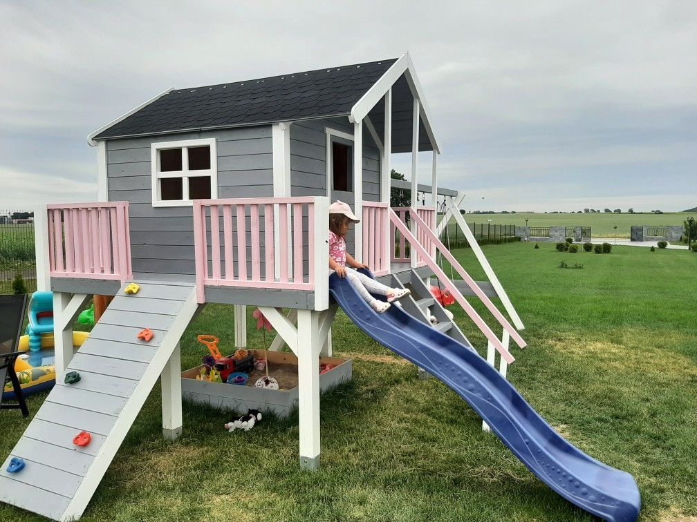 Plac zabaw domek dla dzieci drewniany solidny