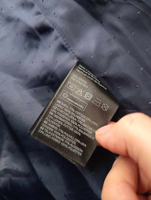 Marynarka niebieskia h&m 170, bawełna i len