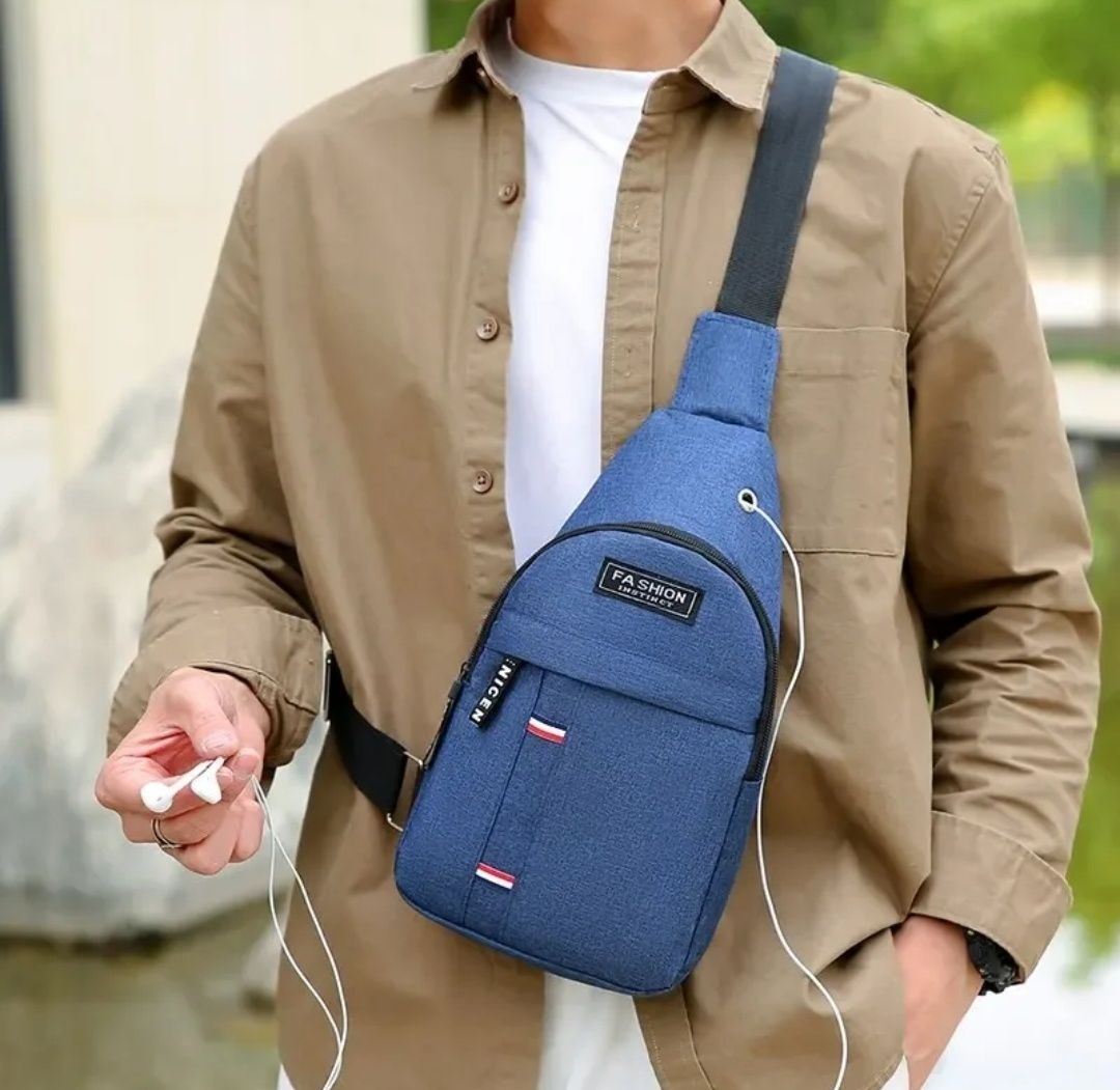 Nowy męski plecak na jedno ramię szary unisex