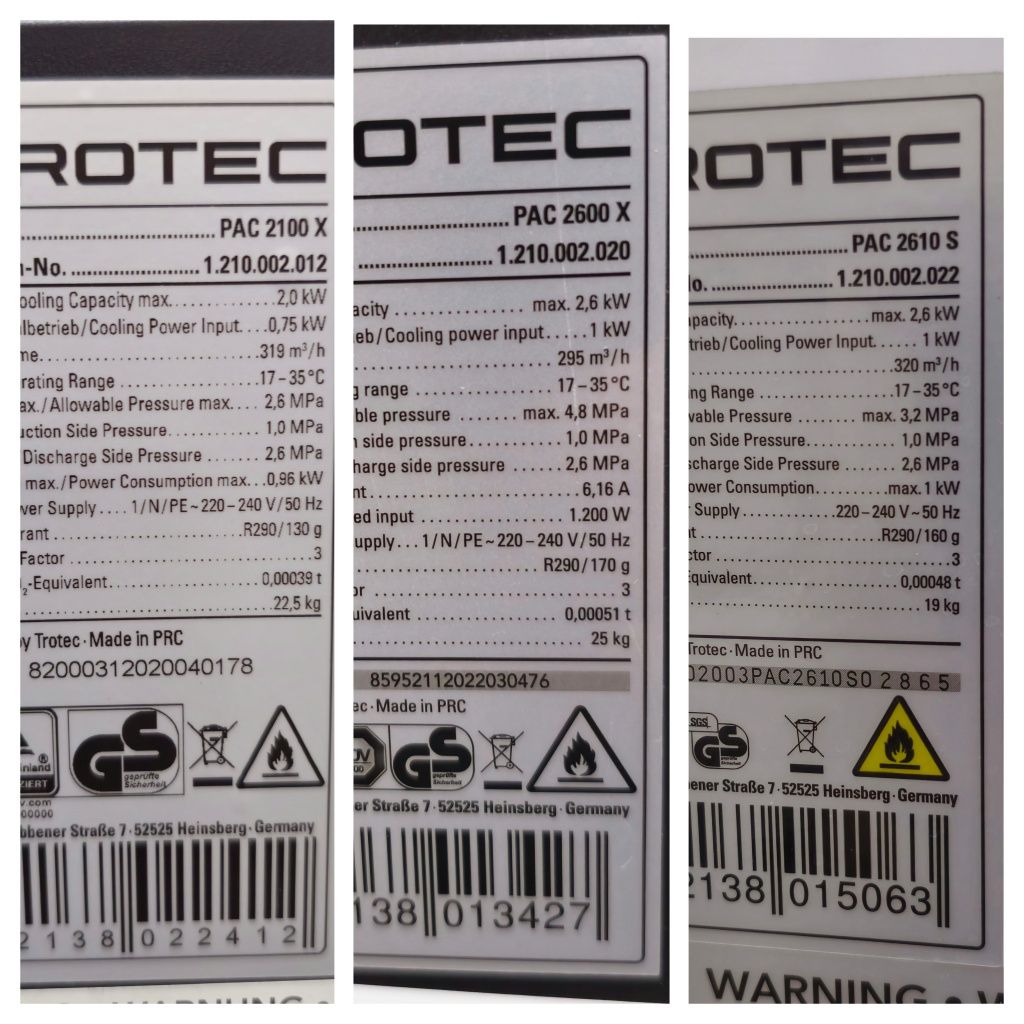 *2.6кВт*Мобільний кондиціонер/осушувач повітря Trotec PAC 2610 S
