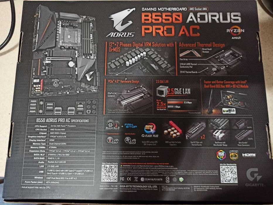 AMD Ryzen 9 5900X, B550 Aorus pro ac, G.Skill Ripjaws 5 32Gb, ПК