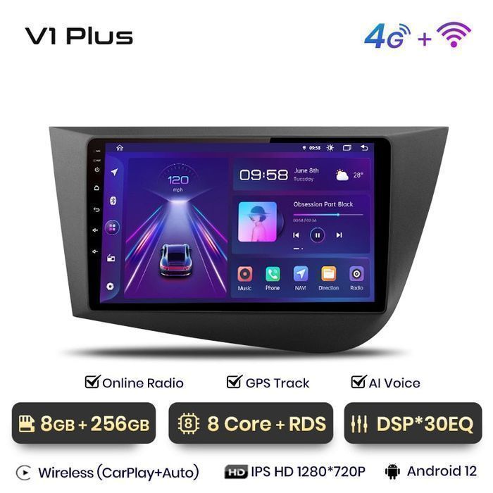 Radio nawigacja Seat Leon MK2 2005 - 2012 4G Carplay Android 8GB 256GB