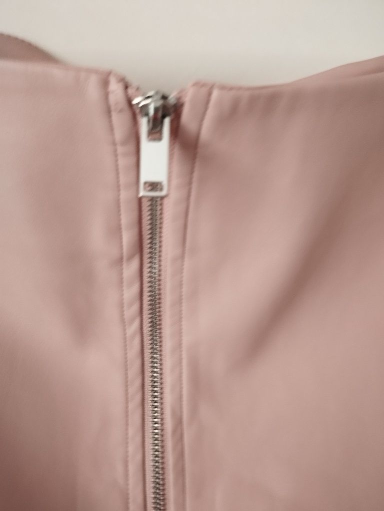 Super sexy spódniczka mini Eco skóra róż pudrowy XL 42