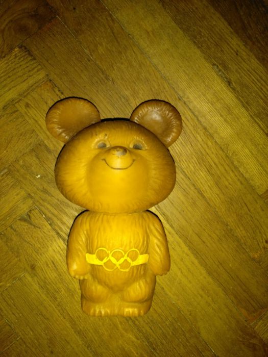 Раритетная резиновая игрушка СССР олимпийский мишка медведь 17см