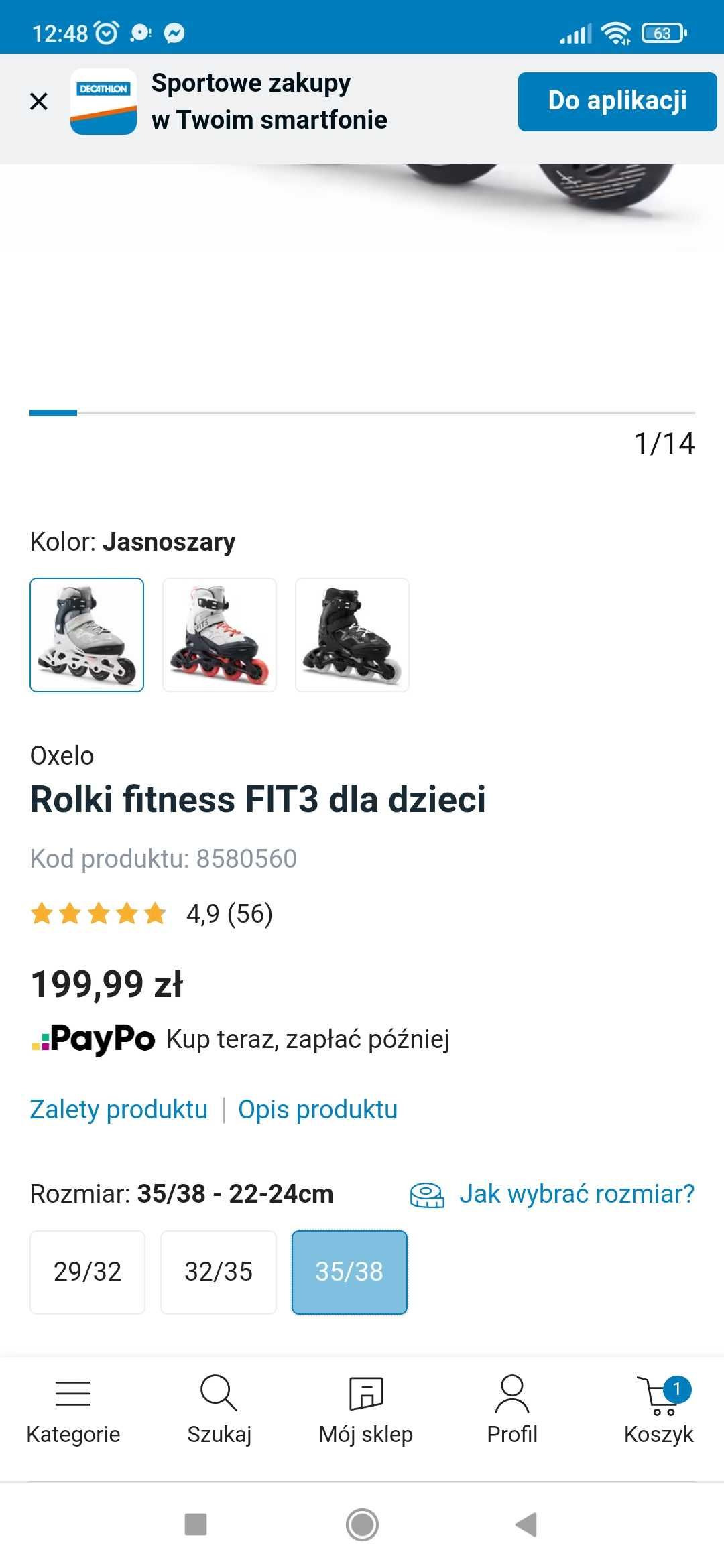 Rolki dziecięce Decathlon r.35-38