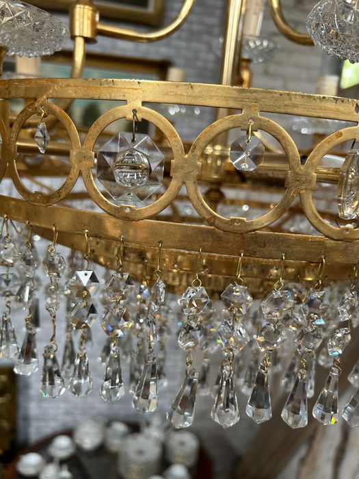 Piękny żyrandol mosiężny kryształowy #8014 Stylowy Węgrów