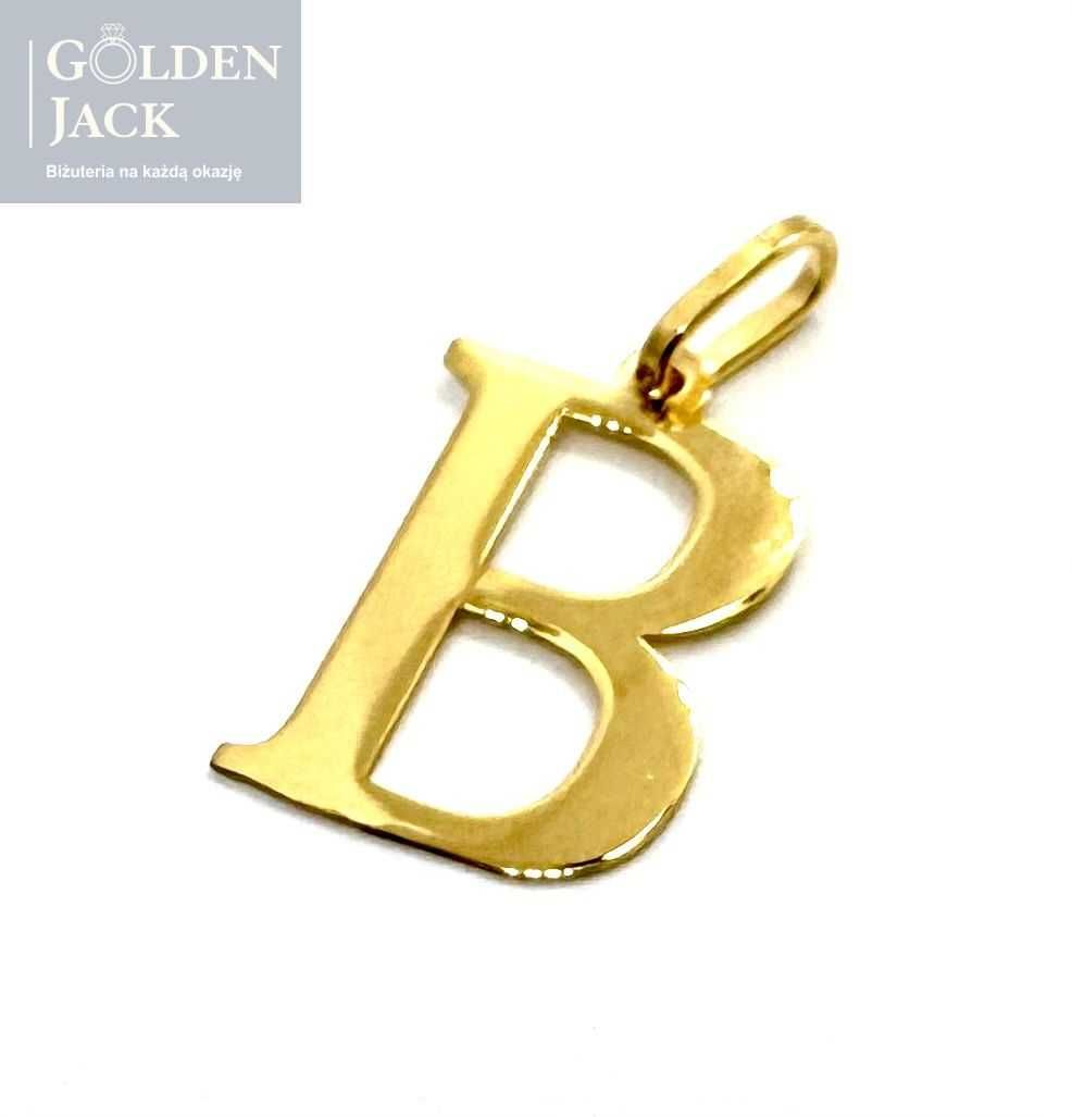 Złota zawieszka wisiorek literka "B" złoto pr. 585 waga 0,47 g dł. 2cm