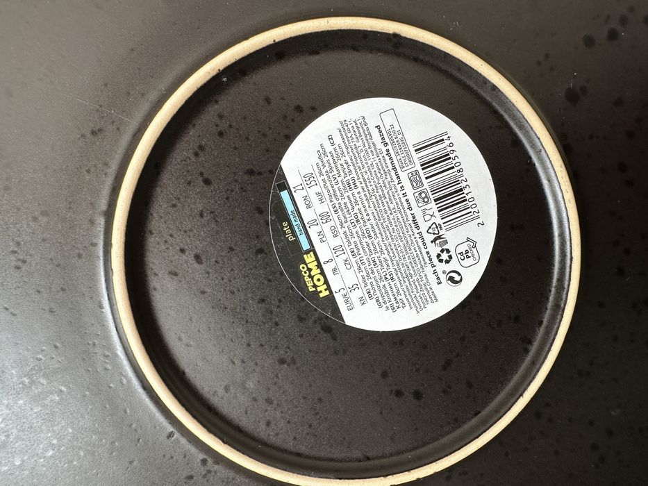 Nowe talerze pepco, loft czarne z rantami komplet 12 sztuk (6+6 zestaw