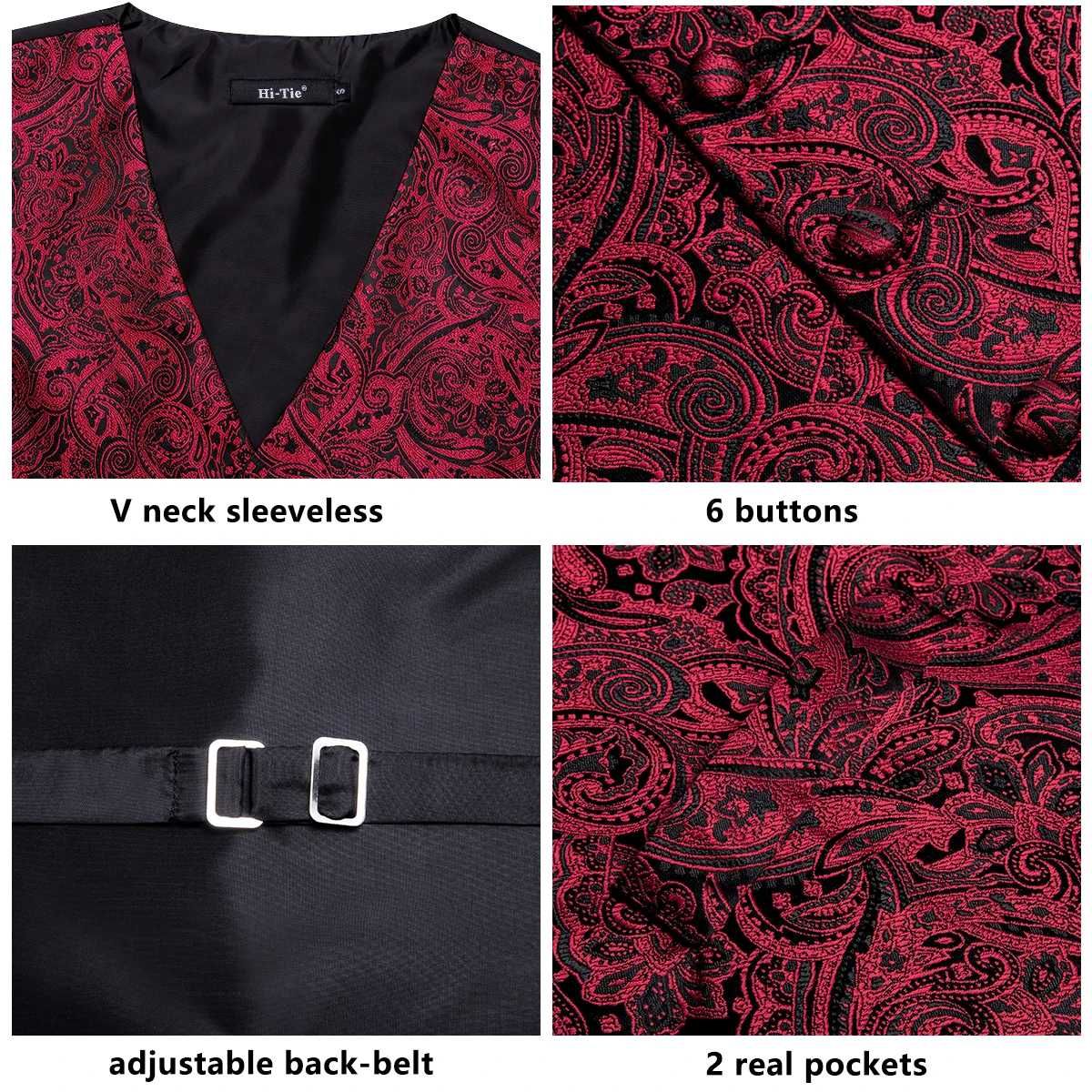 S M L XL Kamizelka elegancka garnituru czerwona czarna męska zestaw