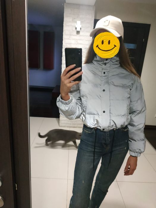 Пуховик рефлективний, куртка, укорочений, пуффер