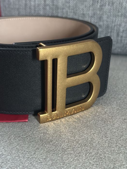Balmain B- Pasek skórzany czarny B-BELT 95cm Nowy
