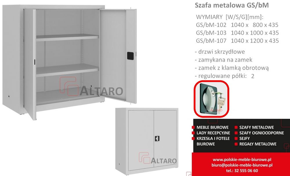 Szafa metalowa 199x80 | BIUROWA / WARSZTATOWA / do MAGAZYNU, do biura