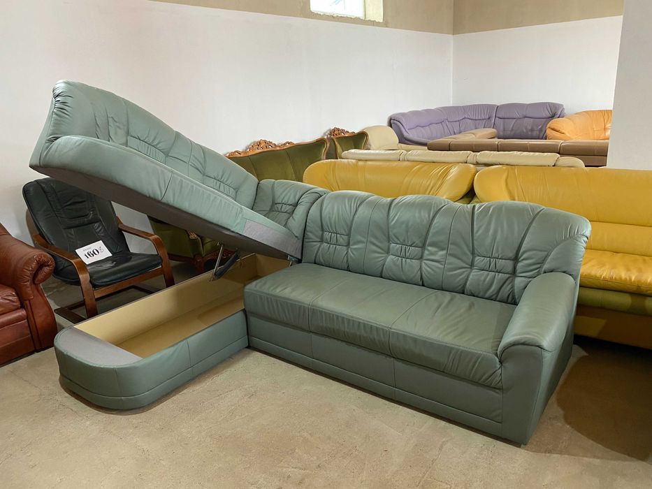 Шкіряний кутовий диван з натуральноі шкіри