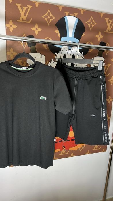 СУПЕР НОВИНКА! Чоловічий костюм LACOSTE чорний білий преміум літо