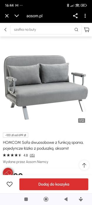 Kanapa sofa łóżko rozkładane polowe kompaktowe