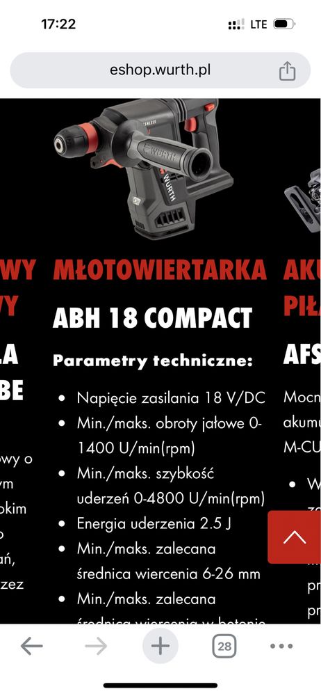 Nowy zestaw Würth 18 V 5Ah M-CUBE ABS/ABH/AFS COMPACT Torba