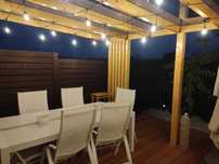 Pergola tarasowa, poliwęglan lity, komorowy, drewno klejone BSH zadasz