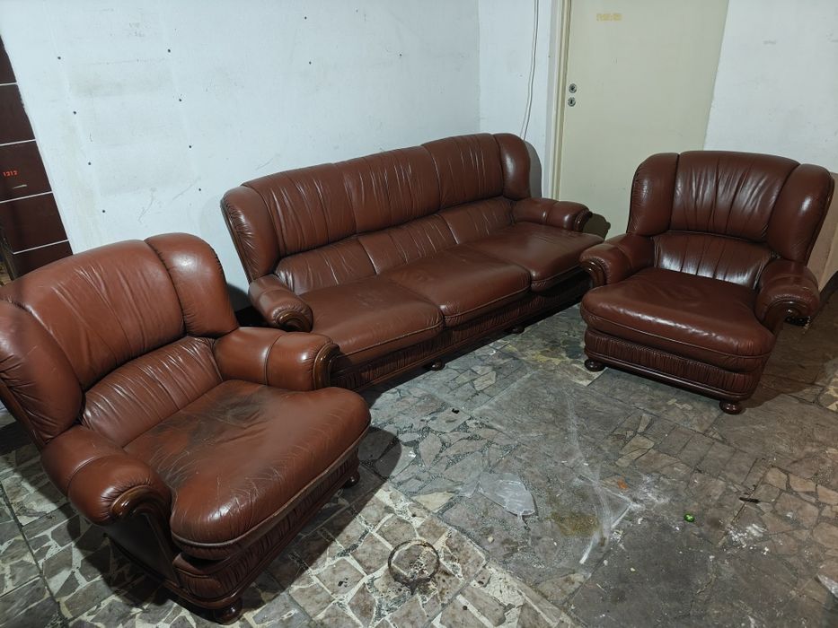 Sofa fotele skórzane komplet