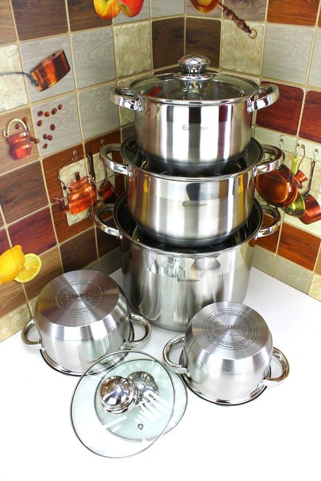 Zestaw Garnków E-4502 indukcja, gaz, duży garnek 13L w zestawie