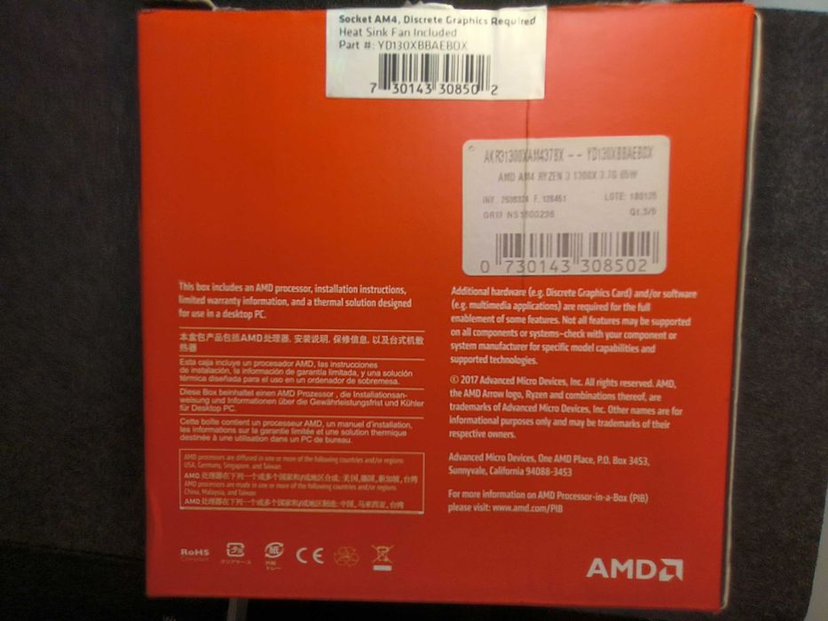 Processador AMD Ryzen 3 1300X (+ Cooler)