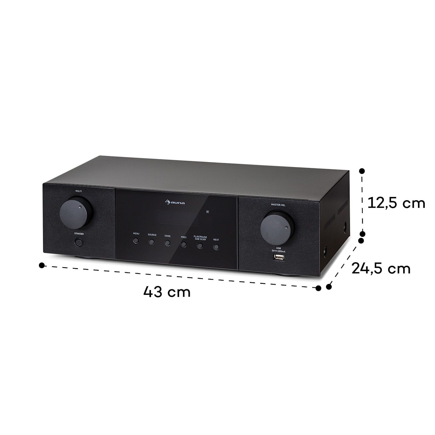 AMP-4000 DAB, wzmacniacz stereo, HiFi, DAB+, USB, wyświetlacz LED, pil