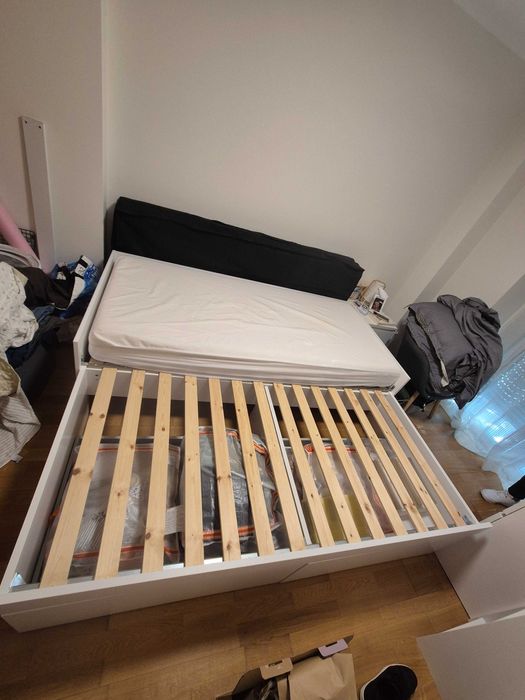 Cama com arrumação TANGBJERG 90/180x200 branco