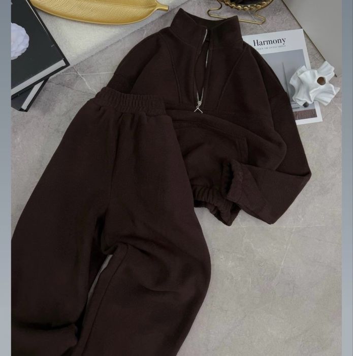 Шоколадний флісовий костюм