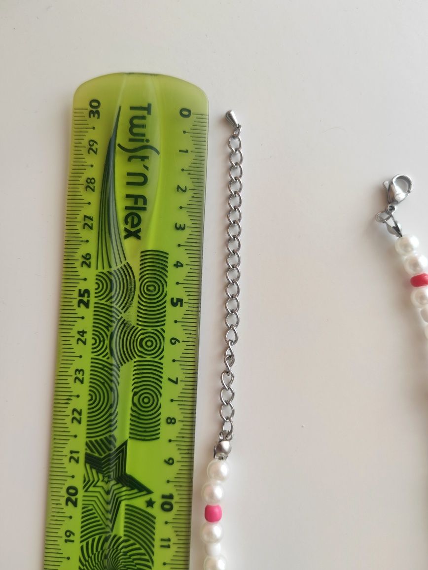 Naszyjnik z perełkami kolorowe koraliki kwiaty męski damski unisex