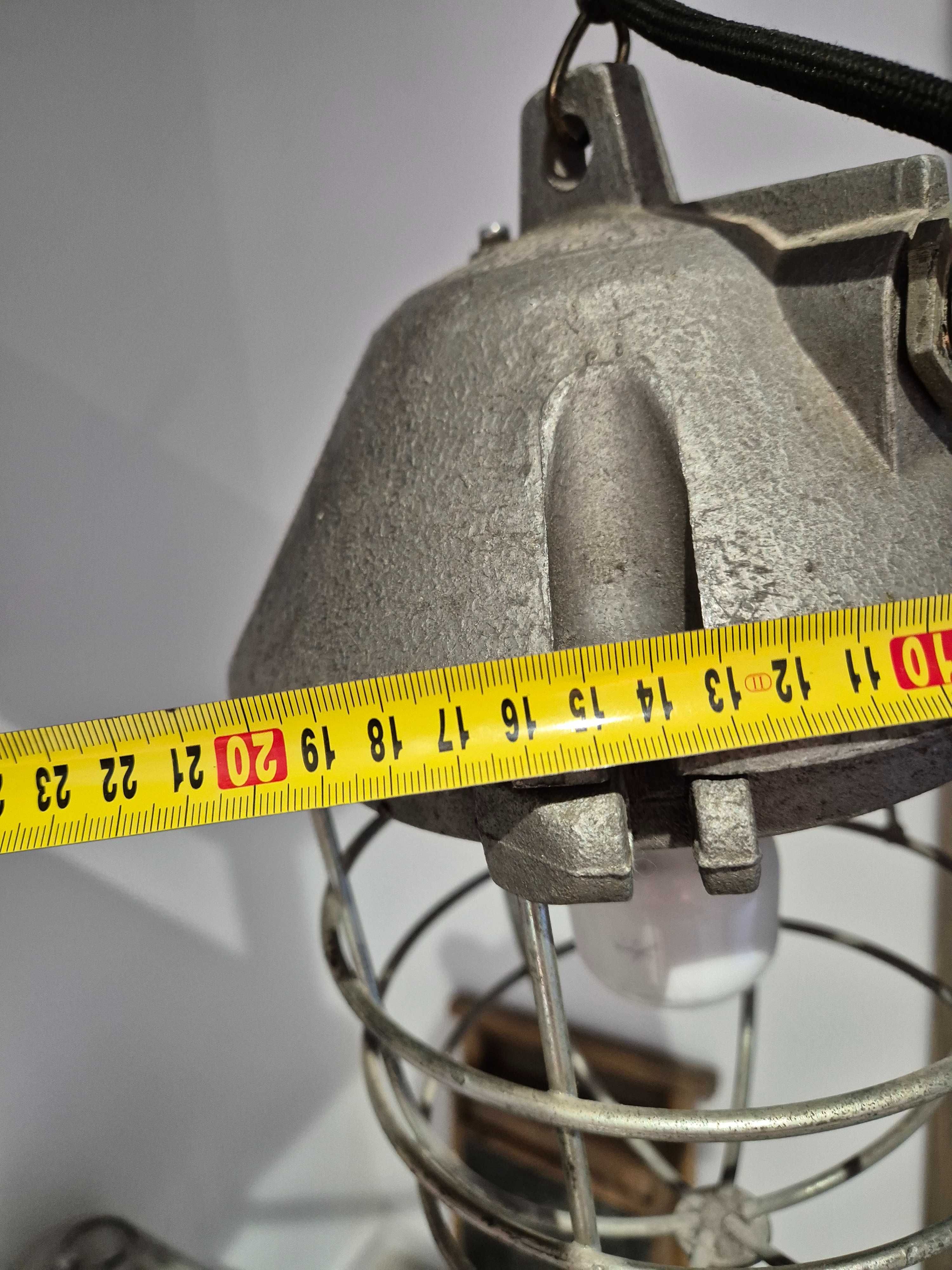 Stara lampa PRL Loft Retro Vintage Industrial wisząca klosz szklany