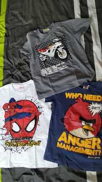 T-shirt koszulki chłopięce 134/140 Bluzka spider man, angry birds