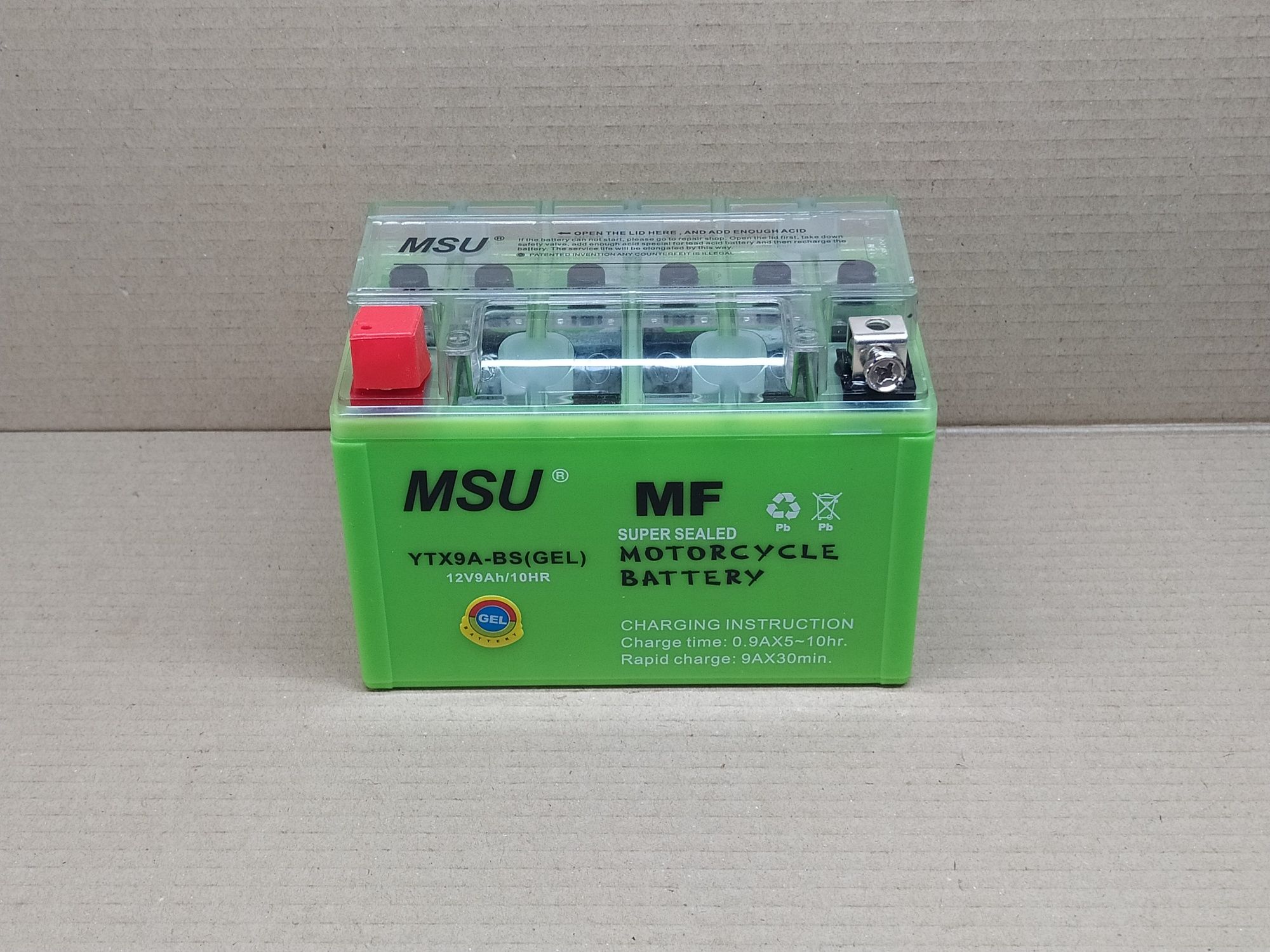 Аккумулятор мото АКБ GEL 12V 9A, 150-87-107mm YTX9А-BS "MSU" (2025)