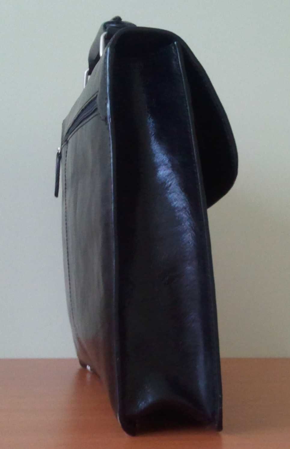 Damska torebka dyplomatka A4 naturalna skóra licowa czarna