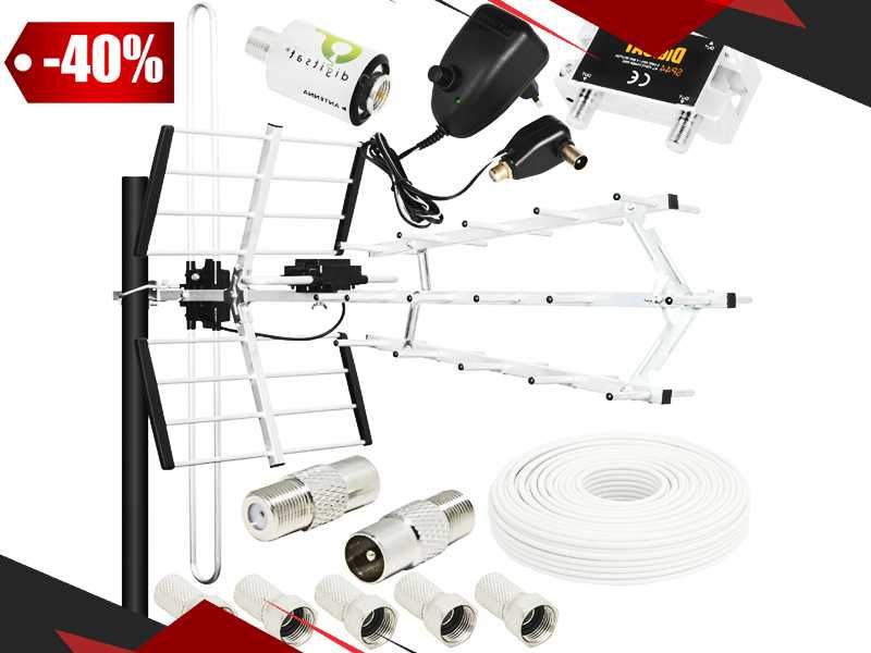 ANTENA TV Naziemnej Kierunkowa 200km Combo Zestaw XXL + GRATISY